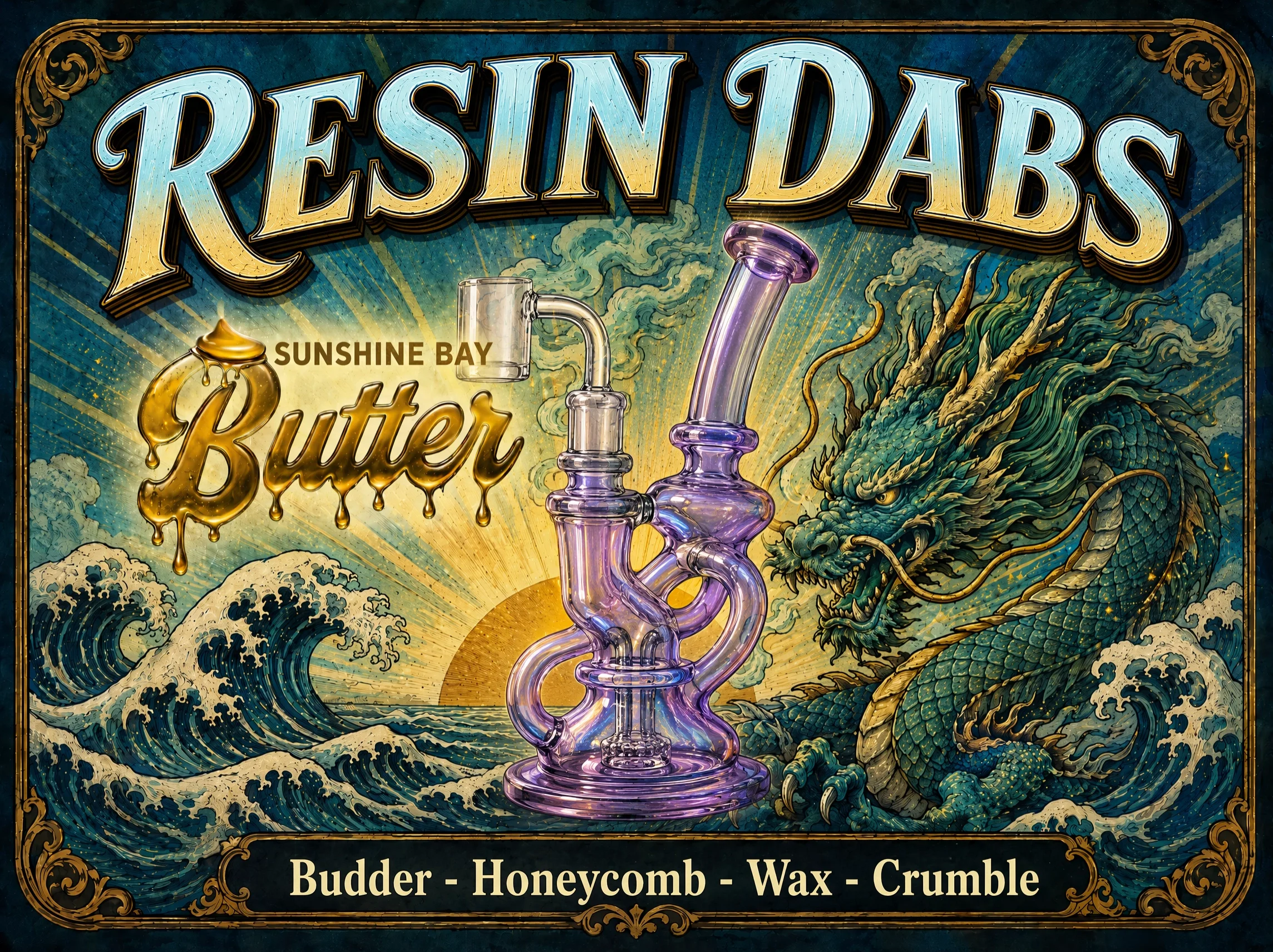 Sunshine Bay resin dabs jar — budder crumble honeycomb
