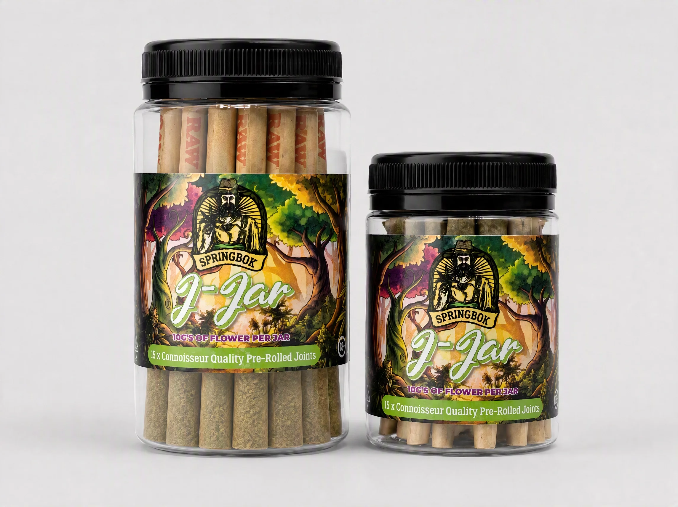 J-Jar 15-pack pre-rolls, 1¼ and king size side by side