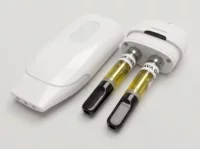 Switch battery opened showing dual 510-thread cartridge slots – discreet design from Springbok Society - White Vape