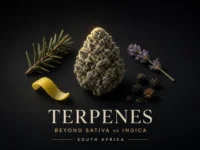 Cannabis terpenes beyond sativa vs indica — frosted bud with lemon pine lavender and pepper